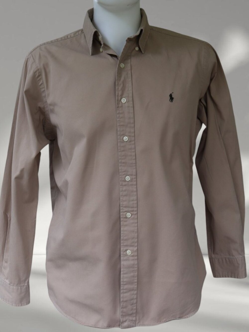 Ralph Lauren Mens Large Taupe Classic Fit Cotton Shirt